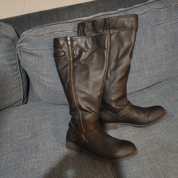 Shoes - Women's Black Riding boots, Artist, Y2K Vintage Inspired Cowgirl Whimsigoth, fun